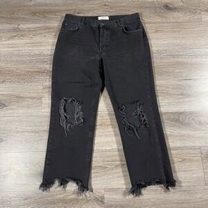 We The Free Free People Womens Jeans Distressed Denim Cropped Button Fly 30 Gray